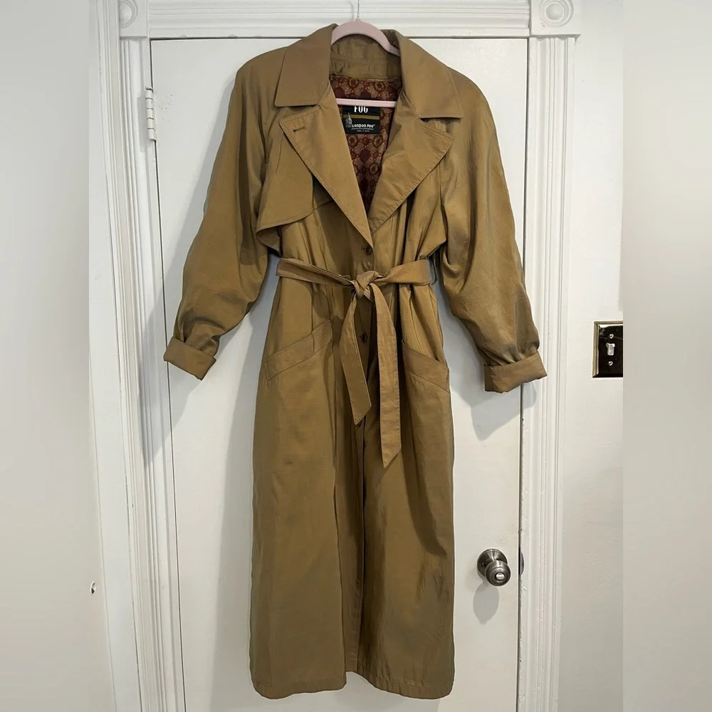London Fog Vintage Golden Tan Thinsulate Quilted Lined Trench Coat Sz. 10 - Picture 2 of 10